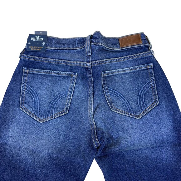 Hollister Womens Blue Cotton Low-Rise Crop Boyfriend Jeans Size W24 L25 - New - Picture 4 of 15